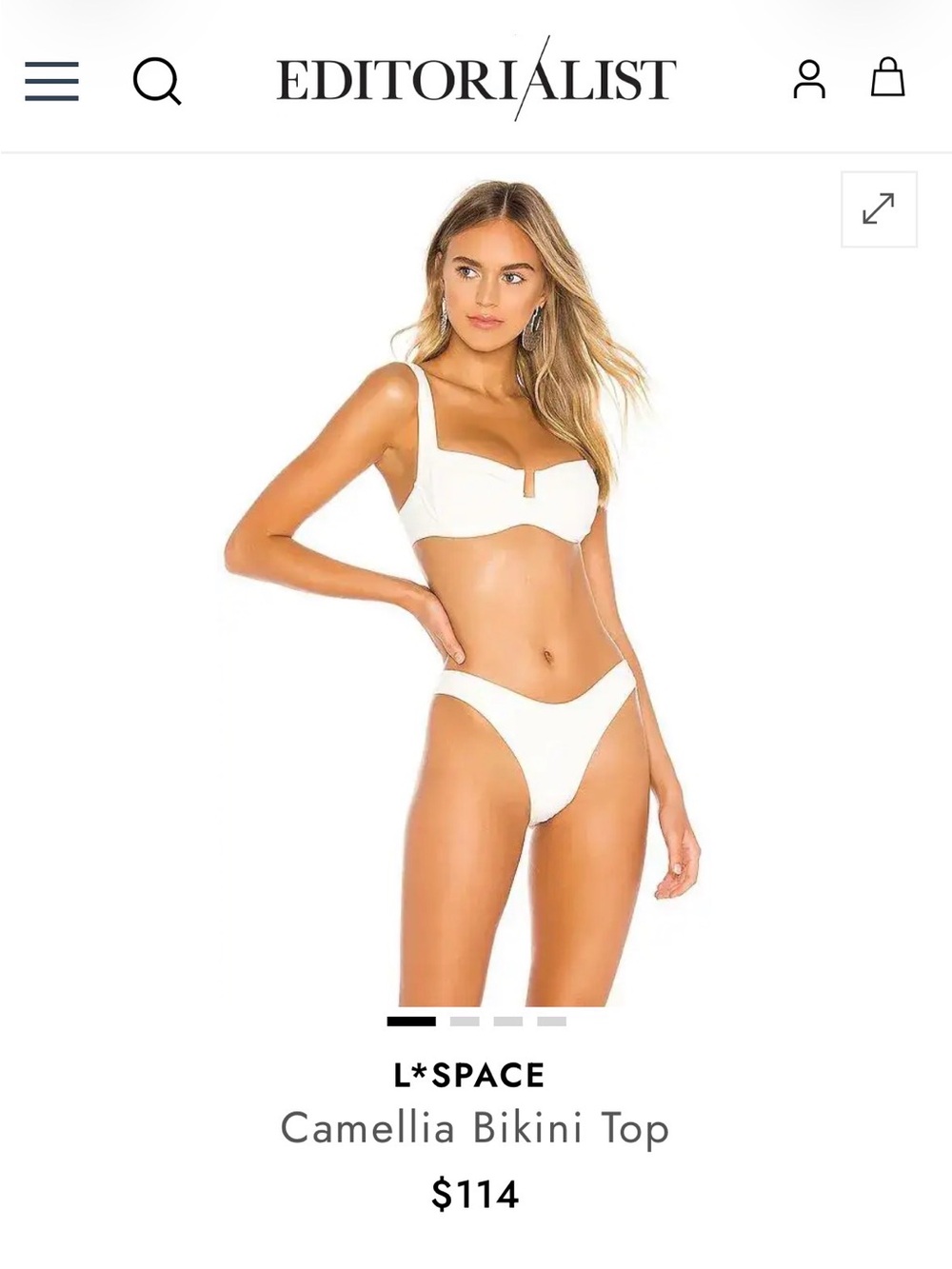 L*SPACE White Camellia Tie-Back Bikini Top